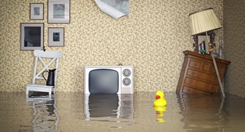 Flood Risk Rises for Condos & Co-ops Flooded vintage interior. 3d concept