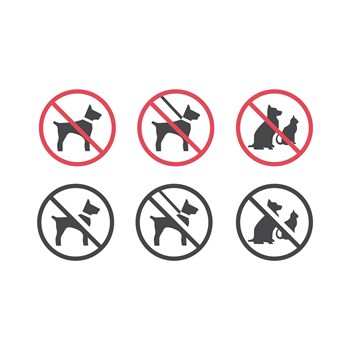 Dogs on a leash and pets not allowed icon