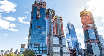NYS Legislature Allows 421a Program to Expire New York City, USA - October 30, 2017: Construction development at the Hudson Yards in Manhattan, NYC, on Chelsea West Side of residential apartments, offices