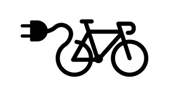 Regulating Electric Bikes & Scooters in Your Building Electric bike icon. Vector on isolated white background. EPS 10.