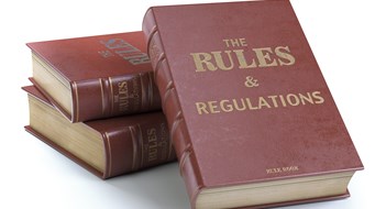 Updating Bylaws & House Rules Rules and regulations books with official instructions and directions of organization or team isolated on white background. 3d illustration