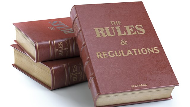 Rules and regulations books with official instructions and directions of organization or team isolated on white background. 3d illustration