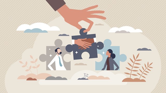 Mediation as relationship crisis psychologist support tiny person concept. Conflict assistance and negotiation management with third party help vector illustration. Communication problem solution.