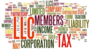 LLC Transparency Act Awaits Governor's Signature LLC related concepts in word tag cloud isolated on white background