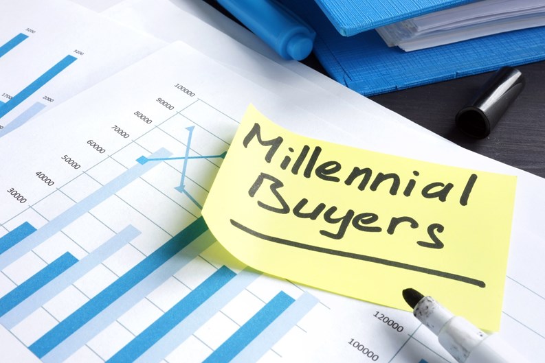 Millennial Buyers handwritten on a marketing report.