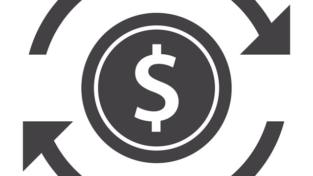 Coin with arrows concept for funds transfer