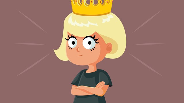 Funny little child being selfish, privileged and demanding