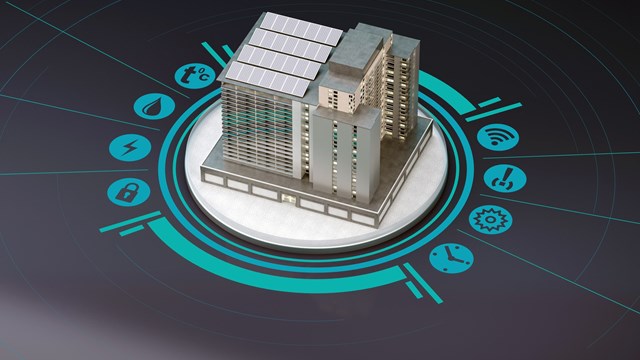 modern smart house with infographics. 3d rendering