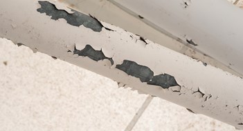 Navigating NYC's Lead Testing Laws Photography of chiping lead paint on a pipe.