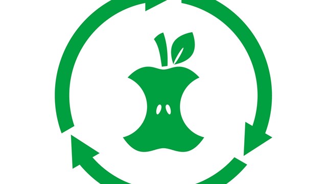 Recycle food logo. Compost, recyclable, concept. Vector illustration, flat style, clip art.