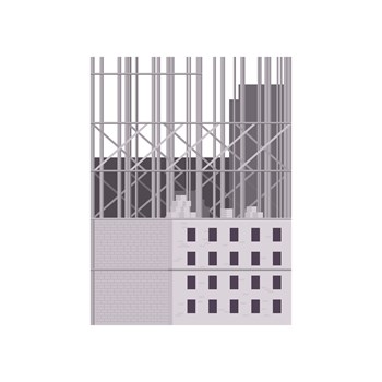 Unfinished concrete wall of building exterior, city architecture development vector illustration