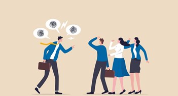 Q&A: Removing a Problematic President Deal with difficult people, bossy manager or trouble employee, tough or complicated colleague, confusion or conflict concept, frustrated business people dealing with difficult and fussy coworker.