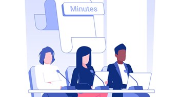 Q&A: Wait Just a Minute Meeting minutes isolated concept vector illustration. Group of diverse people keeping track or writing of meeting minutes, international business travel, negotiations process vector concept.