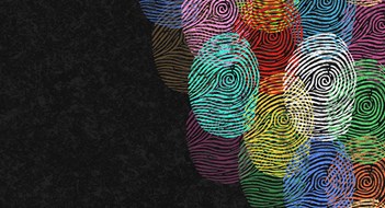 Managing Diverse Communities Diverse Identity Design group of multicolored fingerprints together as a beautiful tapestry of humanity as core values of creativity diversity inclusion belonging and multiculturalism or forensics icon.