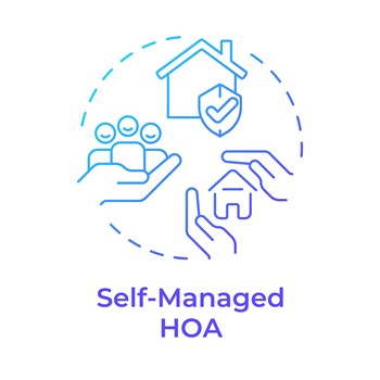 Self-managed HOA blue gradient concept icon. Property management, administrative services. Round shape line illustration. Abstract idea. Graphic design. Easy to use in infographic, presentation