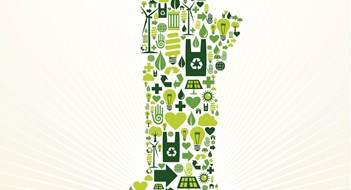 DOB Extends Local Law 84 Benchmarking Deadline New York go green. Eco friendly icon set in Statue of Liberty shape illustration background. Vector file layered for easy manipulation and custom coloring.