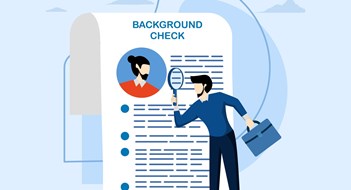 Q&A: Background Check Liability Background check for employment or hiring, work experience or career history concept, criminal or drug check on candidate or employee, businessman with magnifying glass checking candidate documents.