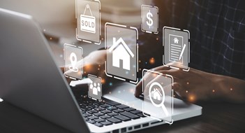 Mortgage Rates Creep Lower computer for property sales & listings, Real Estate Agent agency & contractor, residential property, investment, housing project, property development real estate, choose a house buy online.