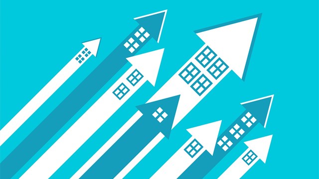 Real estate prices have grown exponentially, Vector illustration design concept in flat style