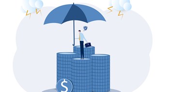 The Insurance Landscape businessman holding strong umbrella to protect money coin,protect financial stability. Increase asset security. Savings, deposits, or retirement funds.