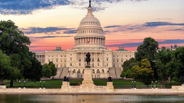 The United States Capitol Building at Sunrise in Washington DC