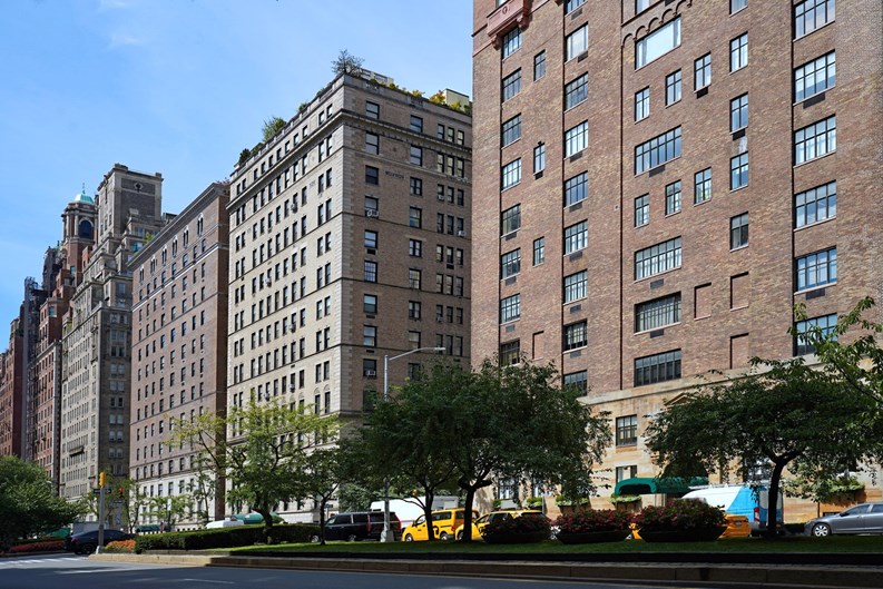 Park Avenue in Manhattan's Upper East Side, a boulevard with long rows of elegant old apartment buildings