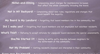 Top Complaints of Board Members and Residents Top Complaints of Board Members and Residents